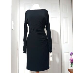 NWT Ralph Lauren women's Evening black rhinestone dress Long-Sleeve  siz…